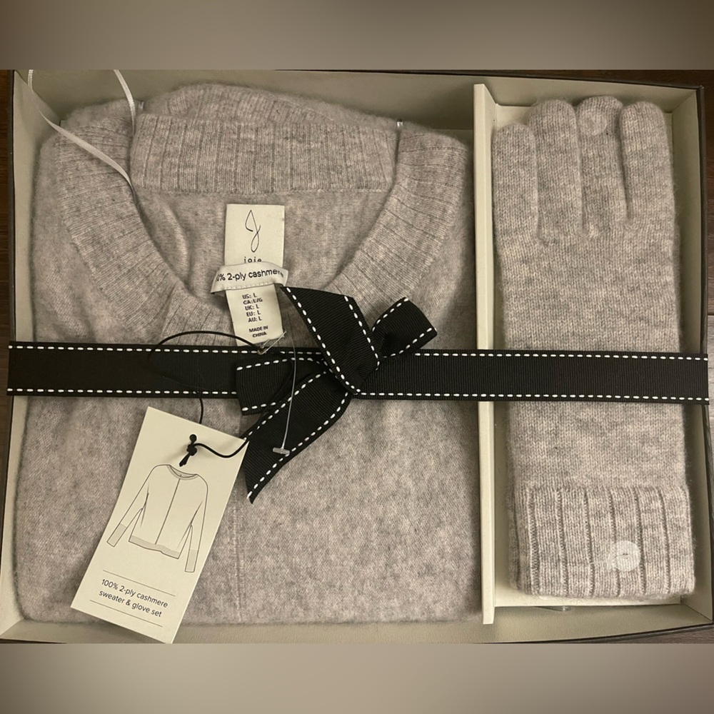 Joie 100% 2-Ply Cashmere Sweater & Glove Set